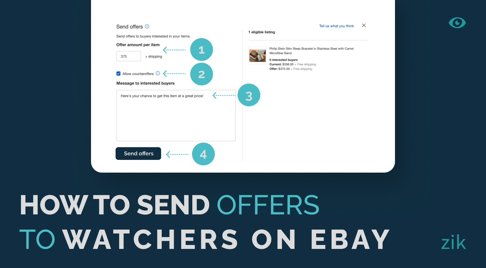 How to Send Offers to Watchers on eBay ZIK Analytics